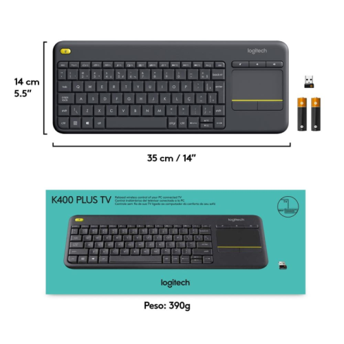 ** OPENBOX ** Teclado Sem Fio Logitech K400 Plus TV com Touchpad Integrado ABNT2 - 920-007125