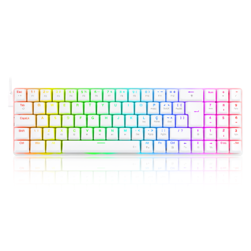 Teclado Mecnico Gamer Redragon Ashe 75% RGB Branco Switch Blue ABNT2