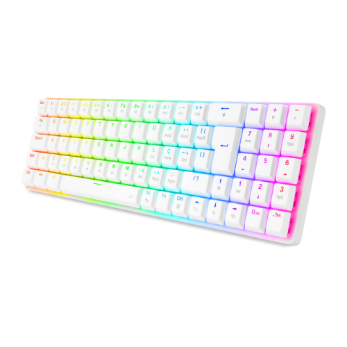 Teclado Mecnico Gamer Redragon Ashe 75% RGB Branco Switch Blue ABNT2