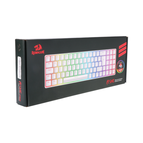 Teclado Mecnico Gamer Redragon Ashe 75% RGB Branco Switch Blue ABNT2
