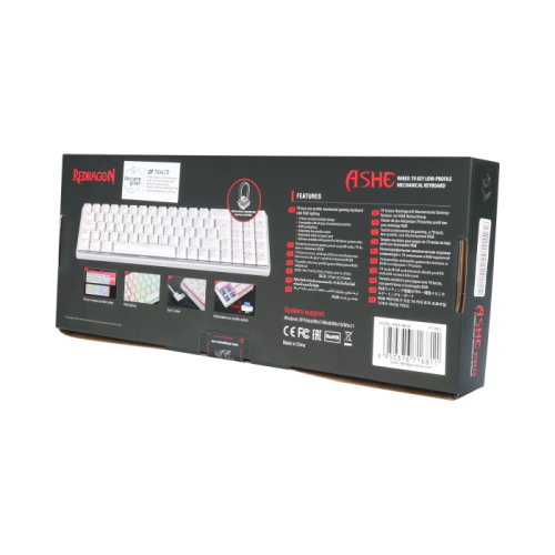 Teclado Mecnico Gamer Redragon Ashe 75% RGB Branco Switch Blue ABNT2