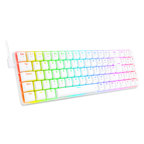 Teclado Mecnico Gamer Redragon Ashe 75% RGB Branco Switch Red ABNT2