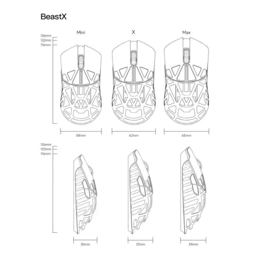 WLMOUSE Beast X MAX Pink Rabbit サイド穴なし Mouse Sem Fio Gamer WLMouse Beast X Max Limited Edition 42g 8K Hz