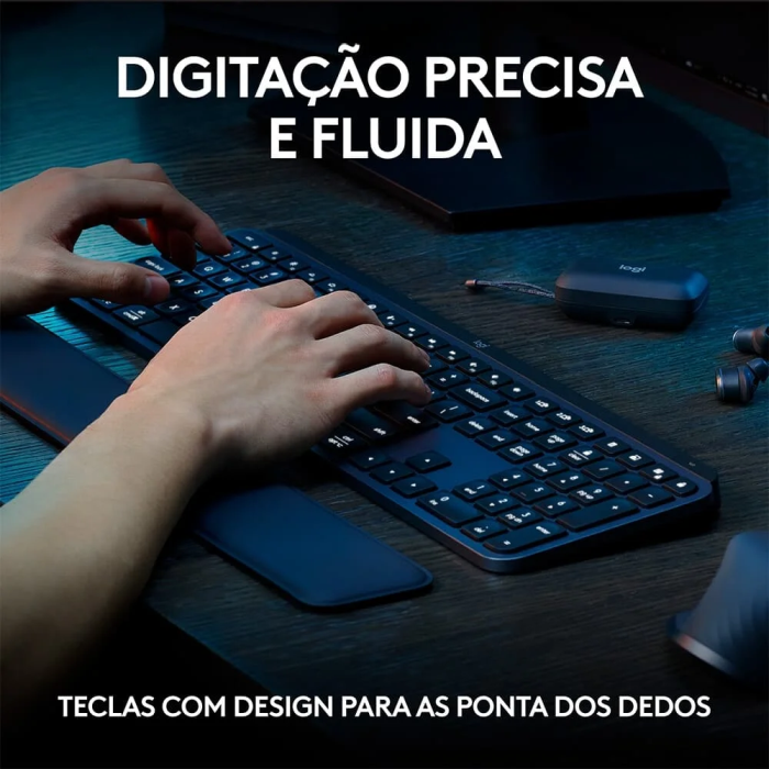 Kit Teclado e Mouse Sem Fio MX Keys S com Apoio para as Mãos