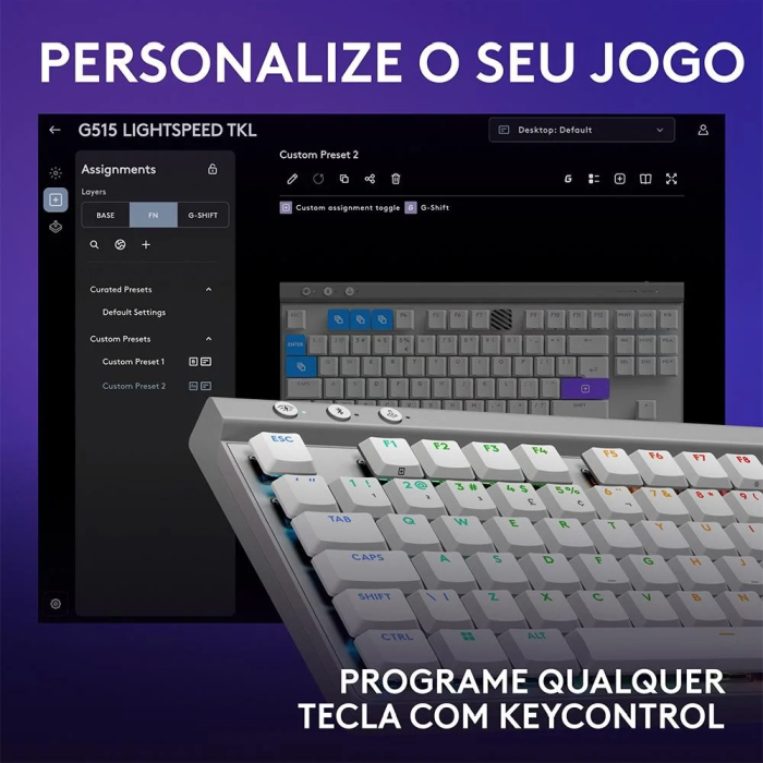 Teclado Sem Fio Mecânico Logitech G515 TKL RGB Lightspeed