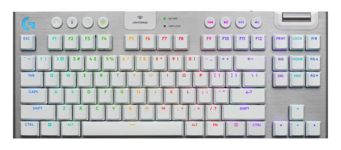 G915 X LIGHTSPEED TKL ホワイト Teclado Sem Fio Mecânico Logitech G915 X TKL Branco Ultrafino