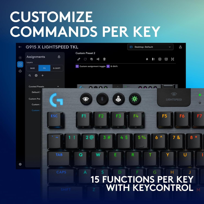 Teclado Sem Fio Mecânico Logitech G915 X TKL Branco Ultrafino