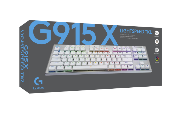 G915 X LIGHTSPEED TKL ホワイト Teclado Sem Fio Mecânico Logitech G915 X TKL Branco Ultrafino
