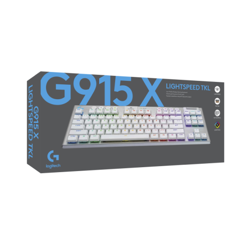 Teclado Sem Fio Mecânico Logitech G915 X TKL Branco Ultrafino