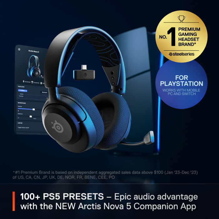 Fone Gamer Steelseries Arctis Nova 5P Black Wireless para PC e