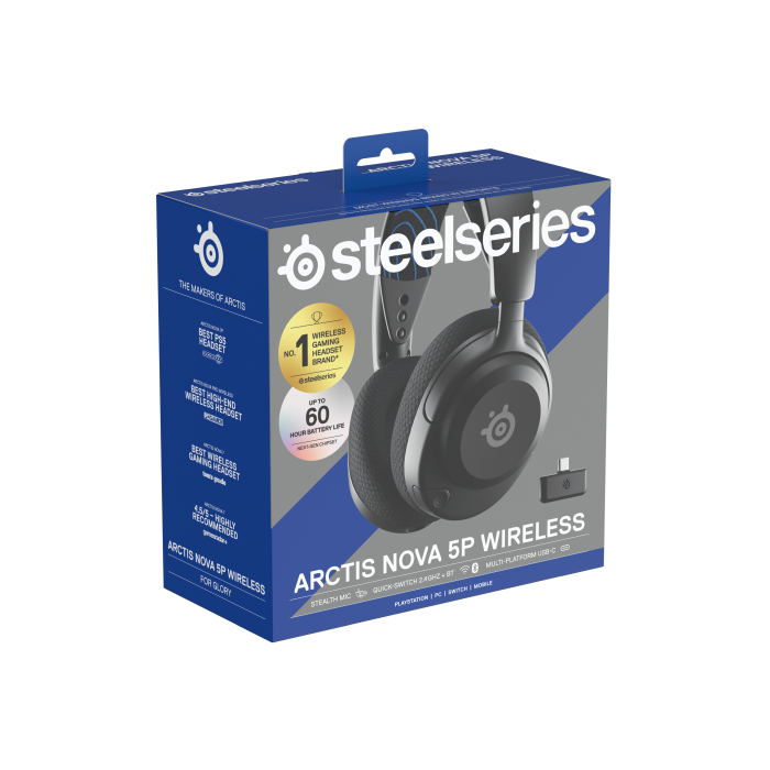 Fone Gamer Steelseries Arctis Nova 5P Black Wireless para PC e