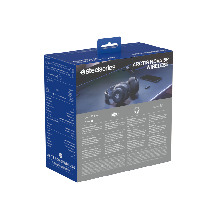 Fone Gamer Steelseries Arctis Nova 5P Black Wireless para PC e
