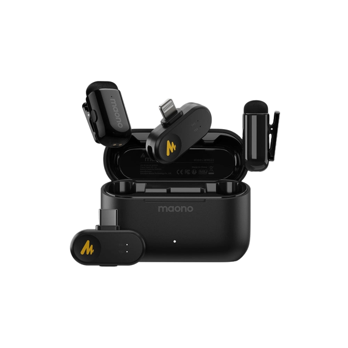 Kit de Microfones de Lapela Sem Fio Maono Wave T1 Mini USB Tipo-C