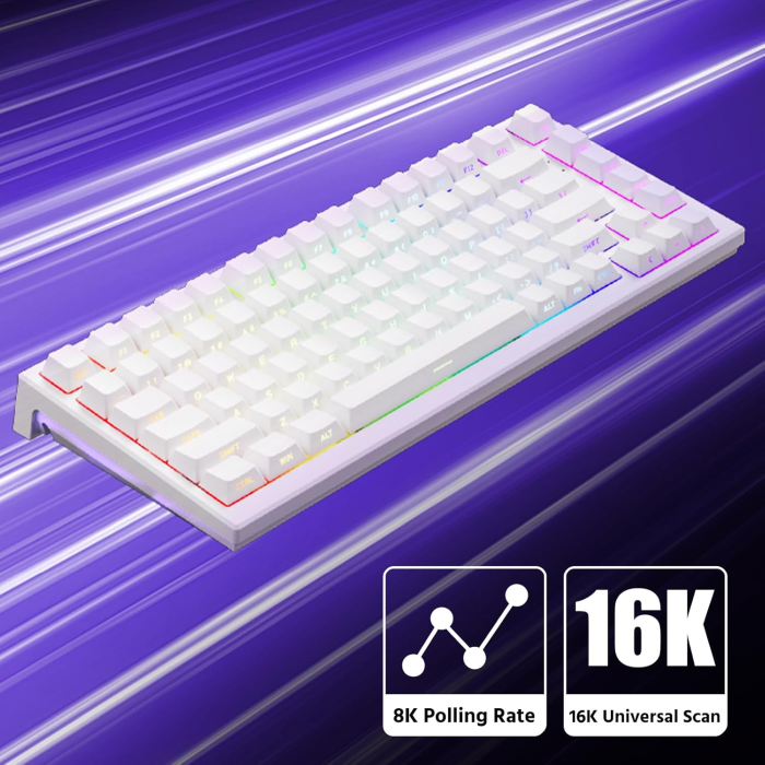 Teclado Magnético Akko TAC75 HE Branco 75% 8K - Switch Akko