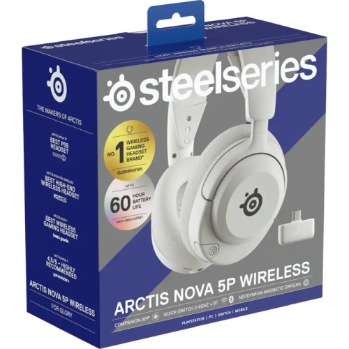 Fone Gamer Steelseries Arctis Nova 5P White Wireless para PC e