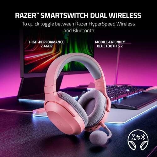 Fone Gamer Sem Fio Razer Barracuda X Wireless Quartz Rosa - PC
