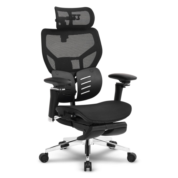 Cadeira Escritório DT3 Office Glacius Black FT com Apoio de Pé