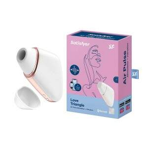 Satisfyer Love Triangle Estimulador de Clitóris Com Vibração e Sucção Controlado por Aplicativo Branco