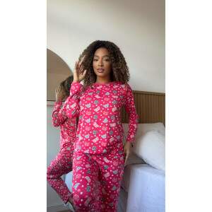 Pijama Longo em Suede Estampado Ana