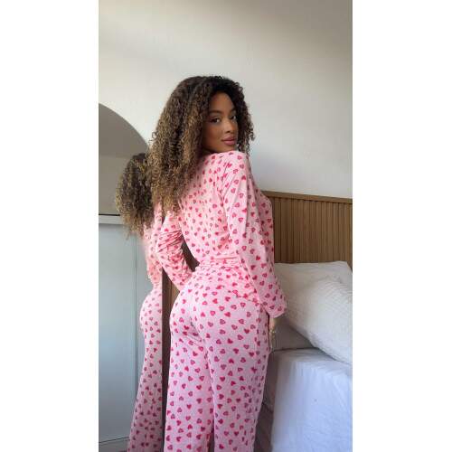 Pijama Longo em Suede Estampado Ana