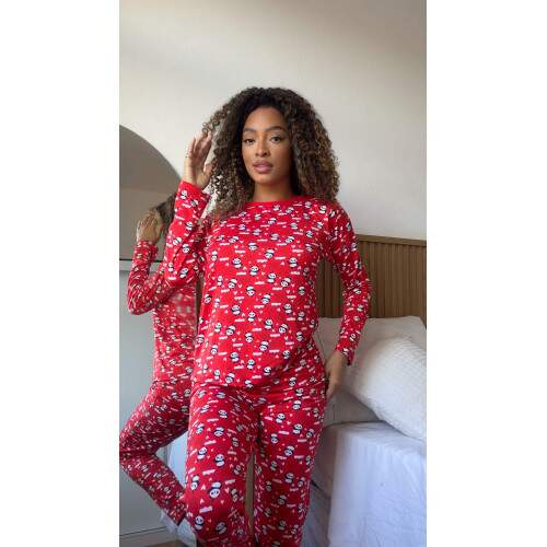 Pijama Longo em Suede Estampado Ana
