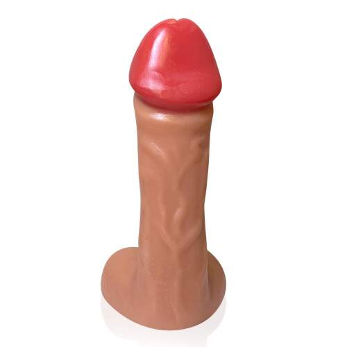 Pnis Thanos 28x8,2cm Com Ventosa Gigante Grosso Flexvel e Escroto Bege