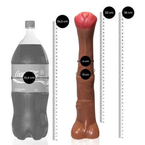 Pnis Pegasus De Cavalo 36x6,2cm com Ventosa Gigante Grosso e Flexvel Marrom