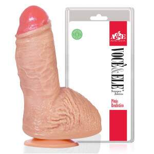 Pnis Realstico Brutus 17x5,5cm com Ventosa Curto e Grosso Bege