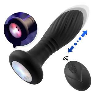 Plug Anal em Silicone com LED,com 10 Modos de Vibrao e movimetos de vai e vem,e Controle Remoto sem Fio Bump Orgasm