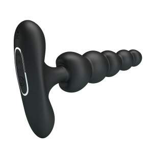 Plug Anal em Silicone Escalonado com 12 Modos de Vibrao - Corban - PRETTY LOVE