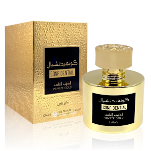 Confidential Private Gold Eau De Parfum Perfume Compartulhvel Lattafa 100ml
