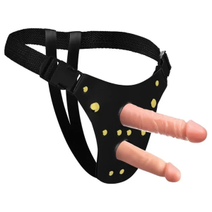 Cinta Peniana Dupla com 2 Pnis 16cm X 4,4cm e 12,5cm x 3,6cm Bege Soulsex