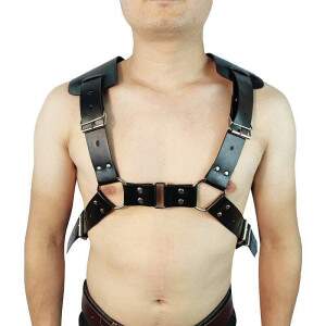 Harness Sado Masculino Feito em Couro Sinttico com Argolas Reforsado