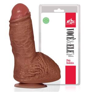 Pnis Realstico Brutus 17x5,5cm com Ventosa Curto e Grosso Marrom