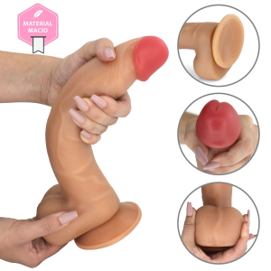 Prtese Realistica Grossa com Escroto e Ventosa Surucucu 28cm x 5,5cm Bege