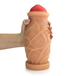 Prtese Gigante Grossa com Escroto Cogumelo 23cm x 8,8cm Bege