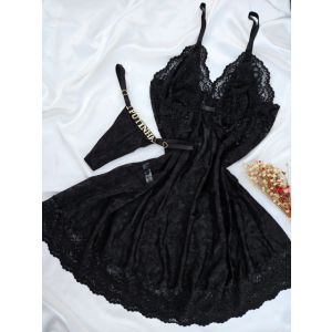 Camisola em Tule Floral Preta
