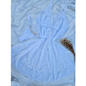 Camisola em Tule Floral Branca