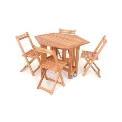 Jogo de mesa sextavada com 4 cadeiras Metalnew 6010 103x75 cm.