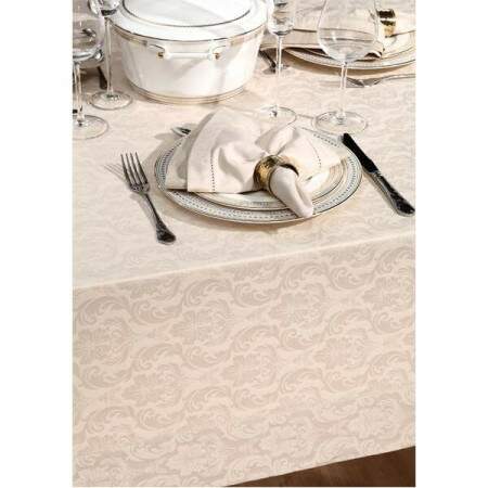 Toalha de mesa retangular 160x220cm Copa&Cia Jacquard Baroque Nude 71186