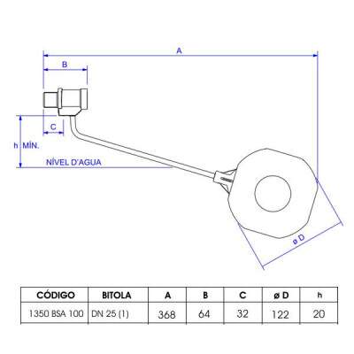 Torneira de bia com sede anticorrosiva Deca metal 1350.BSA.100 1