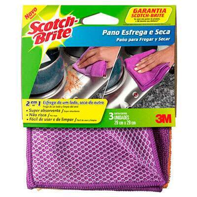 Pano esfrega e seca Scotch-Brite 29x29cm 2 peas HB004470306 3M