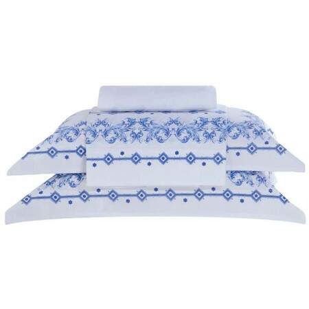 Jogo de cama queen Buddemeyer Confort Sicilia azul estampado 240x280cm 4 peas