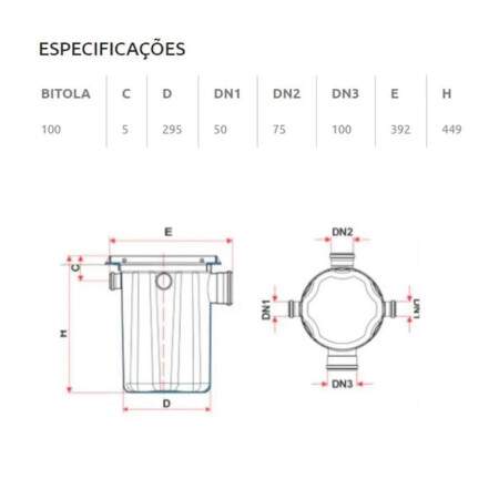 Caixa para gordura com cesto de limpeza Tigre DN100
