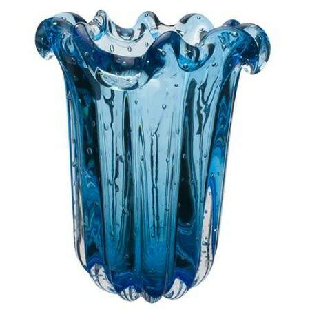 Vaso Murano Rococ 20x25cm vidro Turquesa LHermitage 23033BR