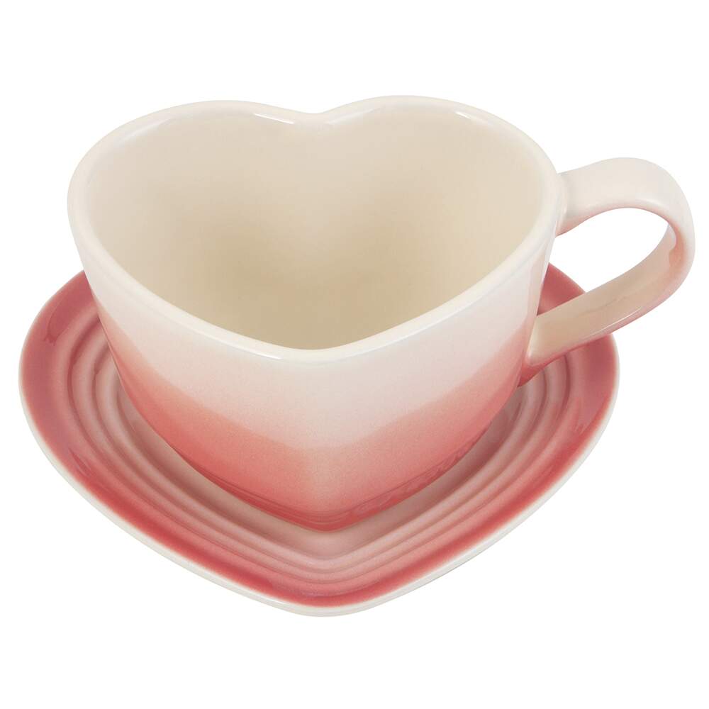 Caneca Le Creuset Framboise Coração 220ml com pires