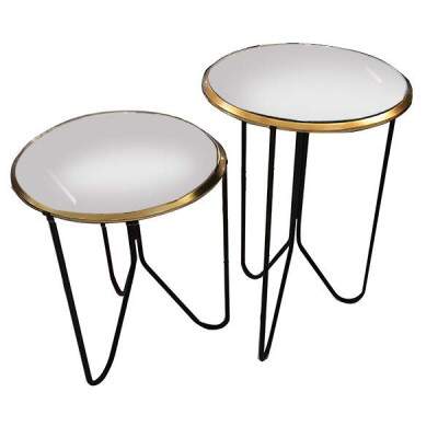 Conjunto de Mesas Espelhadas Dourada GoodsBr 2 peas