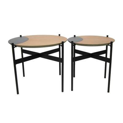 Conjunto 2 mesas Goods Br Tauari natural e laca preta