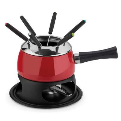 Jogo para Fondue Forma Utilidades c/ Panela Esmaltada Vermelha 12Peas