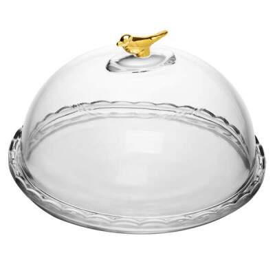Queijeira Wolff Golden Bird 20cm com Tampa Cristal Ecolgico